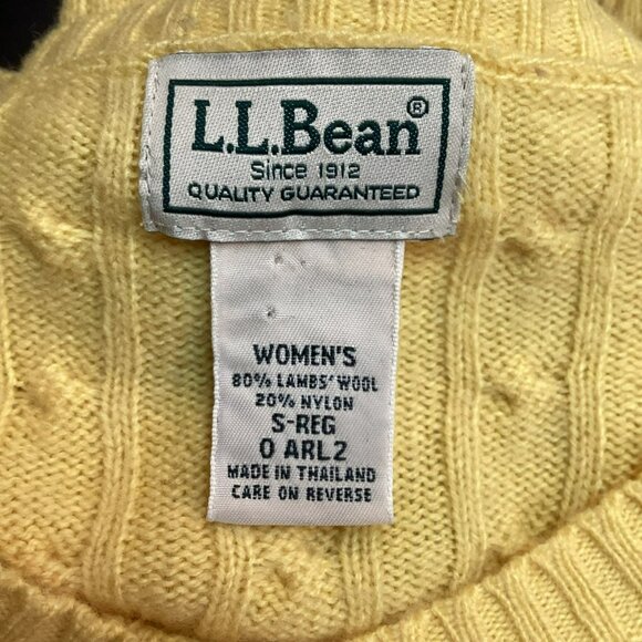 L.L. Bean Lambs Wool Womens Small Cable Knit Sweater Yellow - Picture 8 of 9